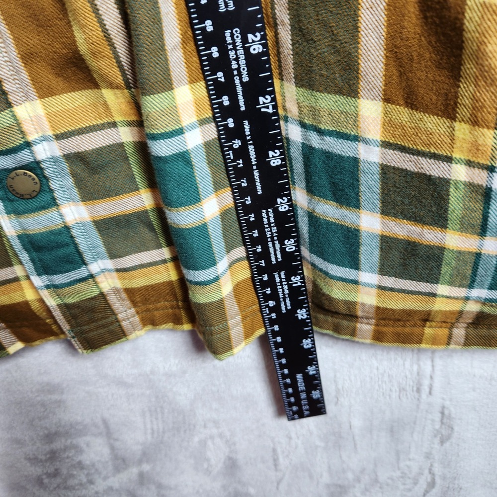 LL Bean Fleece Lined Flannel Shirt Mens XXL Allspice Plaid Snap Front Fitted NEW - Picture 10 of 10